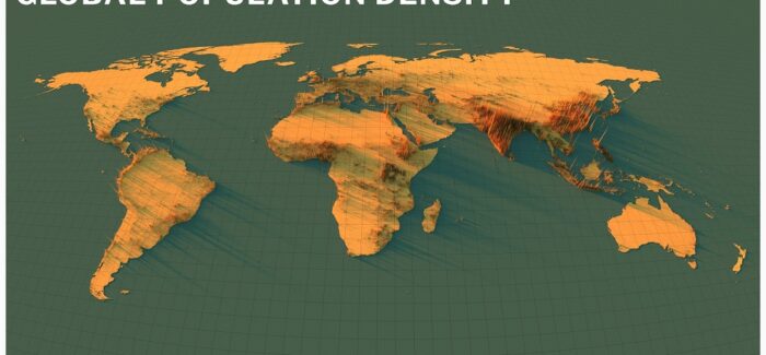 Harta monumentale 3D të dendësisë së popullsisë në tokë